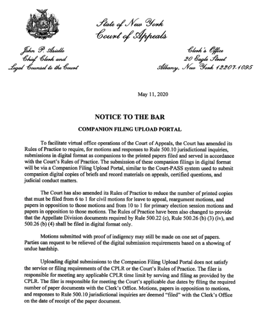 COA Amended Rules Notice